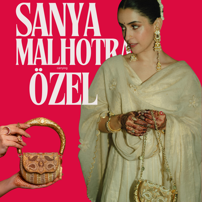 Sanya Malhotra with Amra Beige Hasli Bag