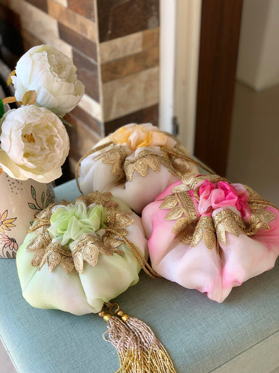 Set of 3 Ombre Shibori Potli Bags - Ozel