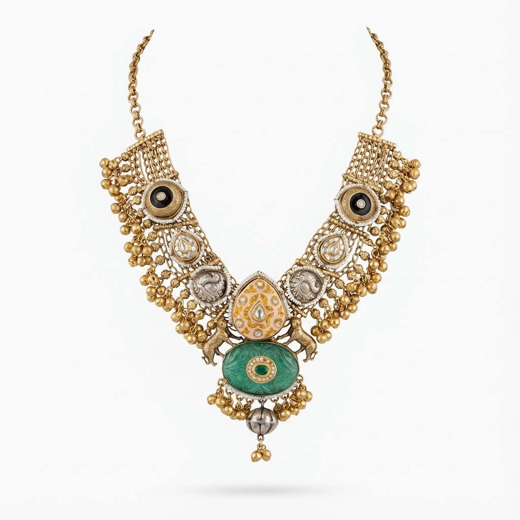Neelakshi heirloom necklace set – traditional Indian bridal jewelry by Ozel