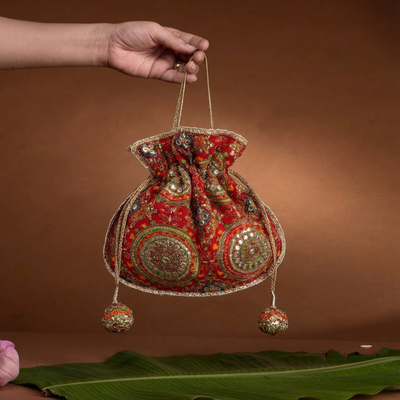 Chakra U shape potli bag – Jadau Indian bridal accessory by Ozel