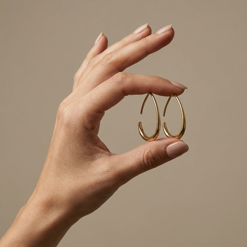 Twin arc hoop earrings – arc detail close-up by Ozel