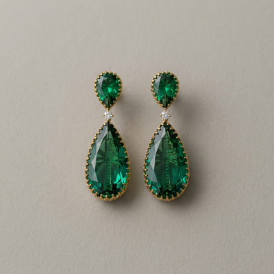 Emerald Aura Drop Earrings