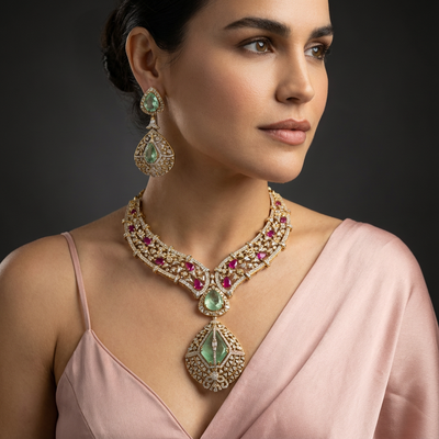Noor-e-Gulbahar Mint Green Necklace Set