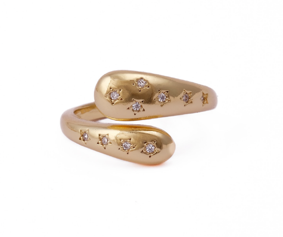Starry crystal ring – full ring detail by Ozel
