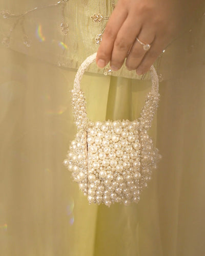 Bijoux nano bag with hand-set pearl embroidery on satin — Ozel