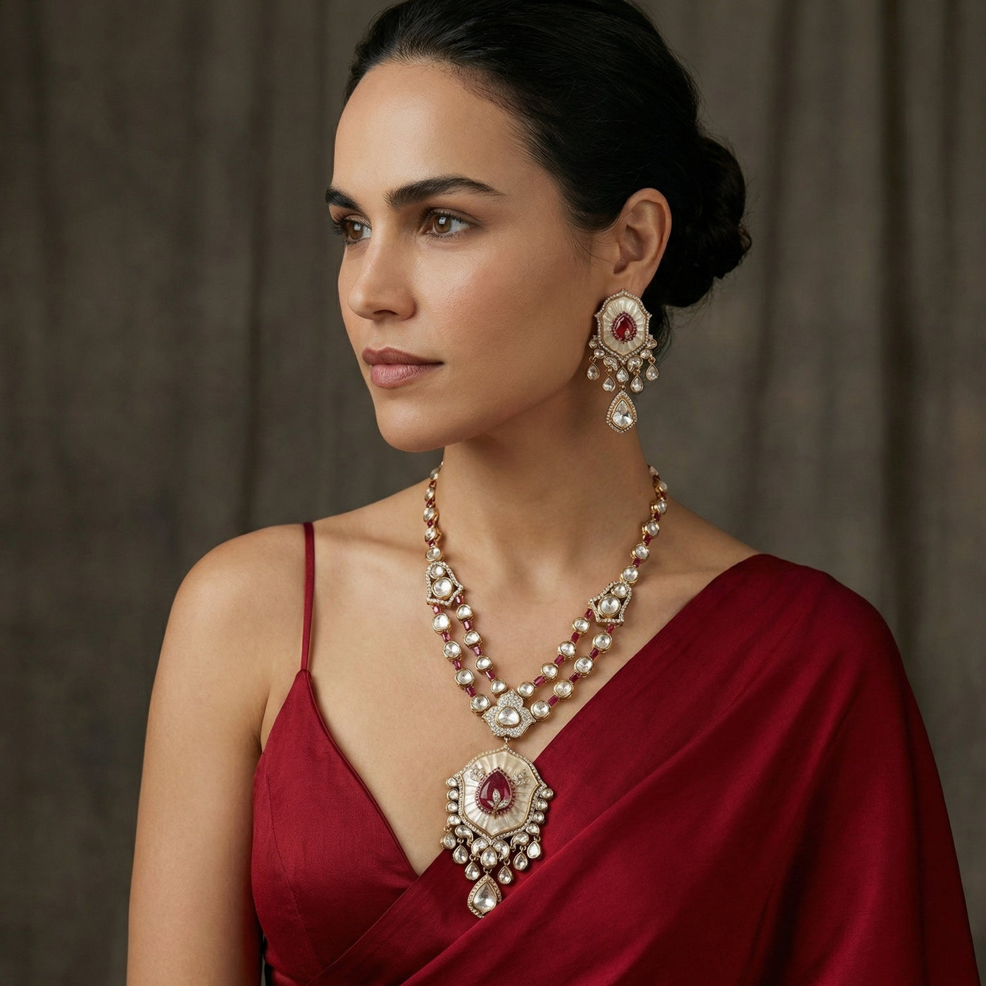 Legacy pearl necklace set – handcrafted Indian bridal pearl necklace by Ozel