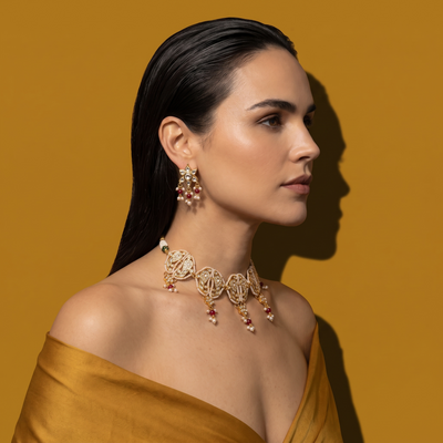 Aaradhya Ivory Bloom Necklace Set