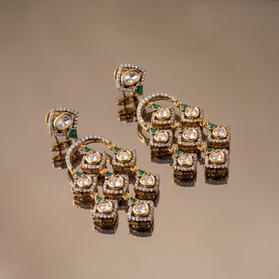 Aarna Ruby Polki Chandelier Earrings