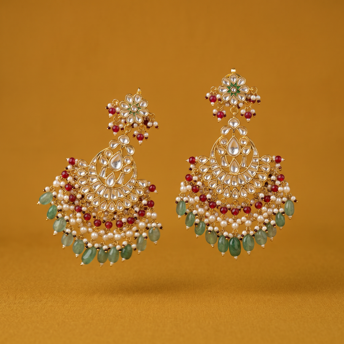 Aarvi Kundan Pearl Chandbali Earrings