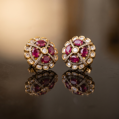 Aditi royal bloom stud earrings – detail view by Ozel