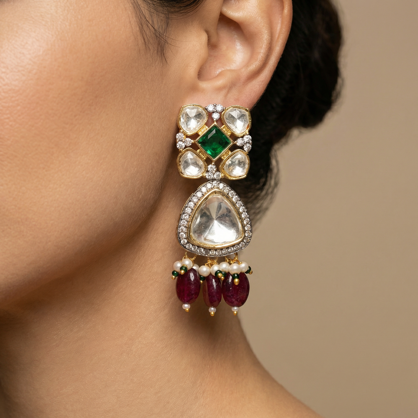 Ahaana regal drop earrings – intricate Indian heirloom by Ozel