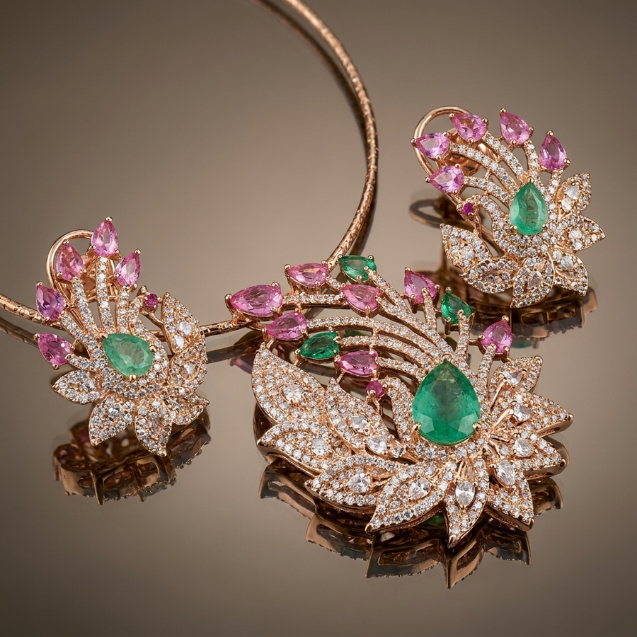 Amoli Peacock Pendant Set