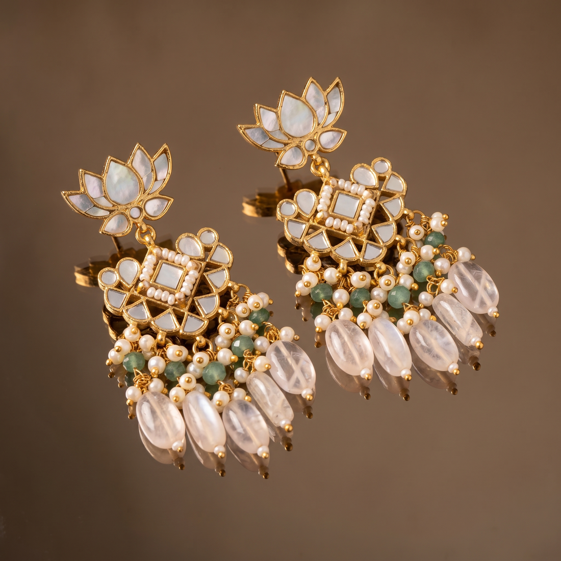 Ashi Lotus Pearl Earrings
