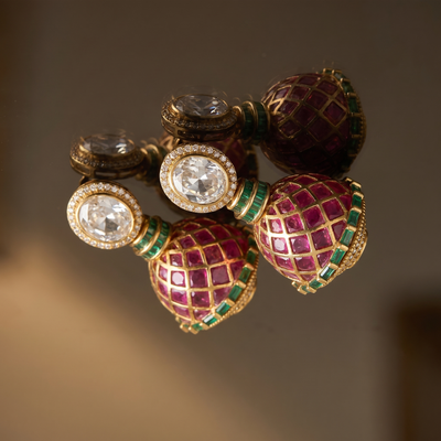 Athena regal lattice jhumka earrings – detail view by Ozel