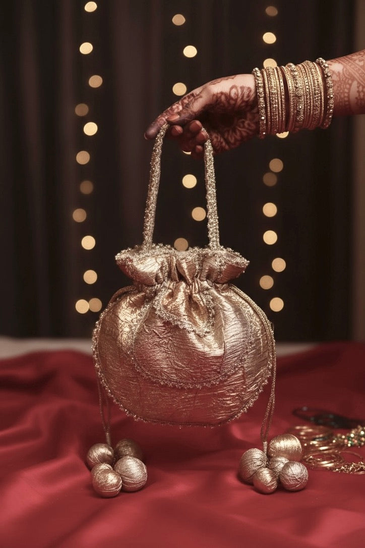 Sarla gota potli bag – gota detail close-up by Ozel