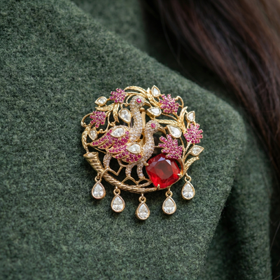 Mayriva – scarlet aviary brooch by Ozel