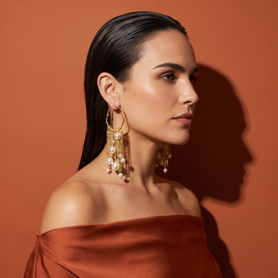 Celestine Pearl Hoops