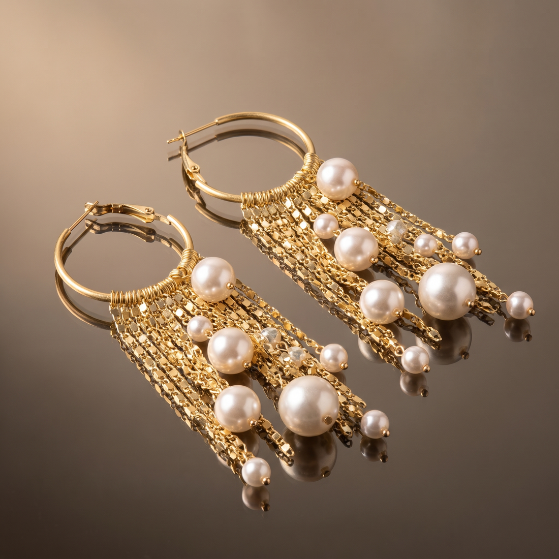 Celestine Pearl Hoops