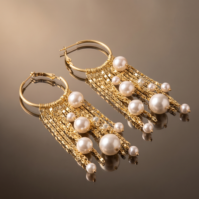 Celestine Pearl Hoops