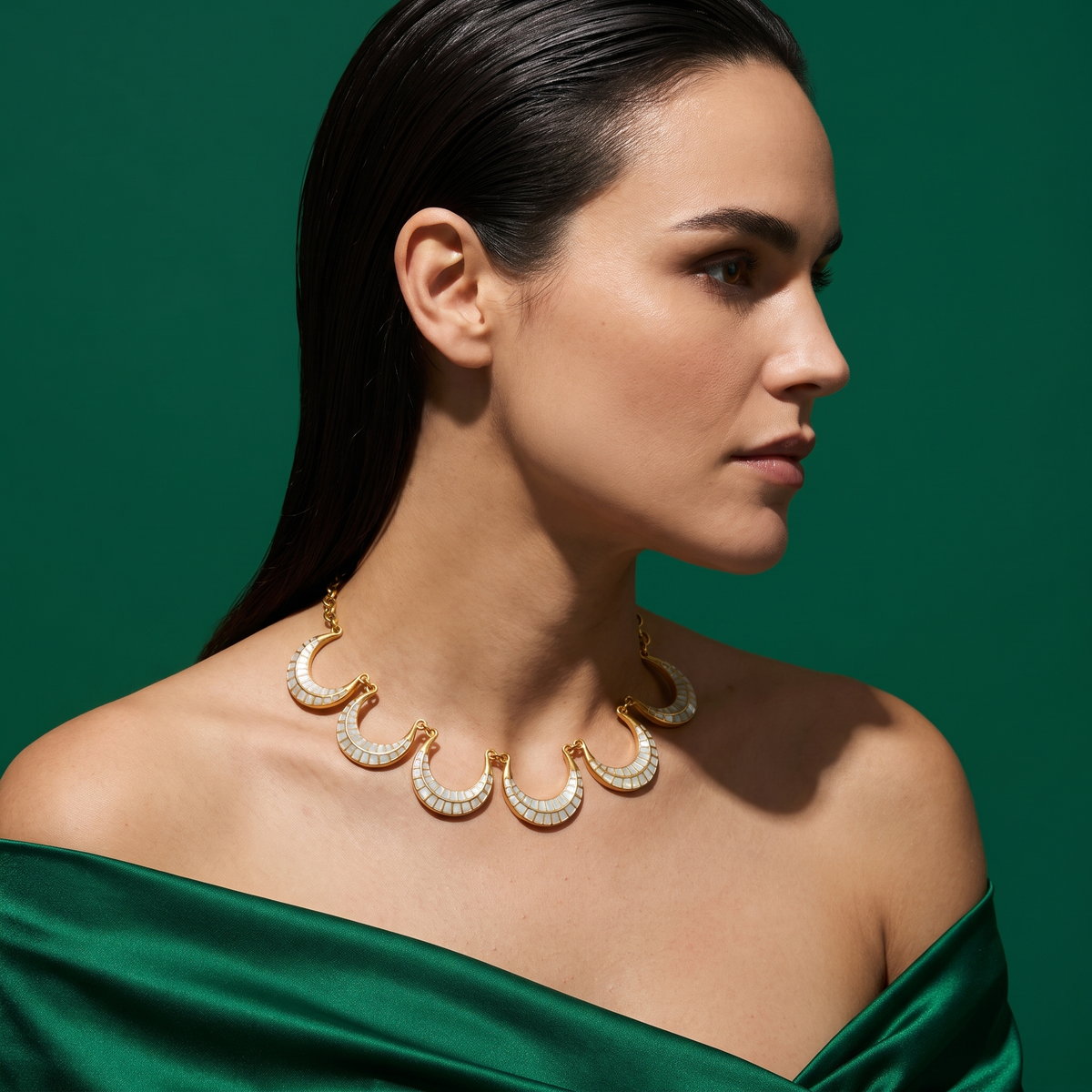 Chandna Mother of Pearl Crescent Necklace