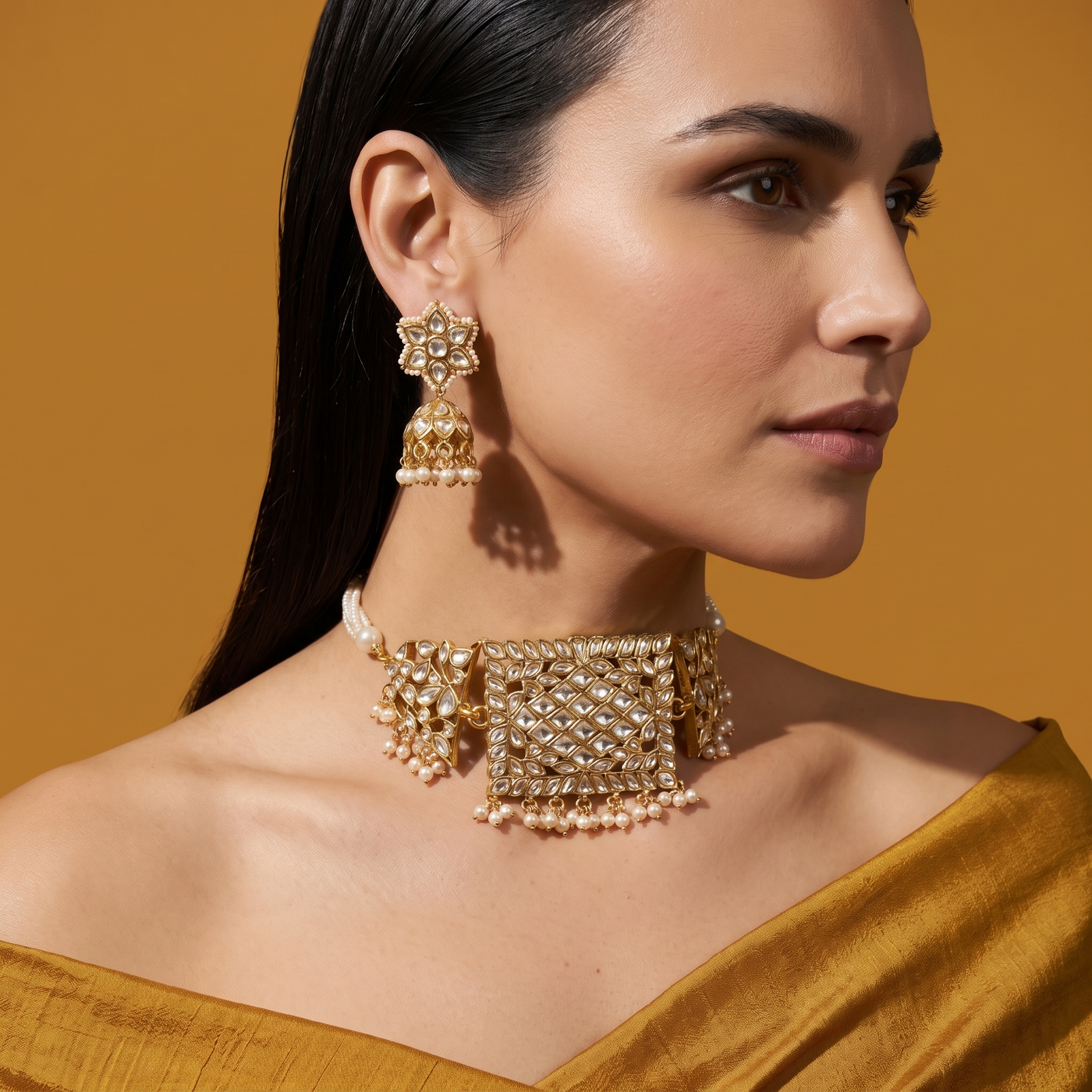 Chitralekha Kundan Pearl Choker Set