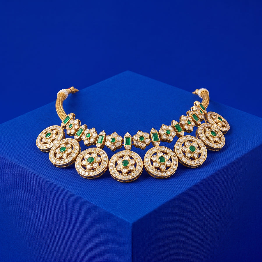 Coin Polki Emerald necklace