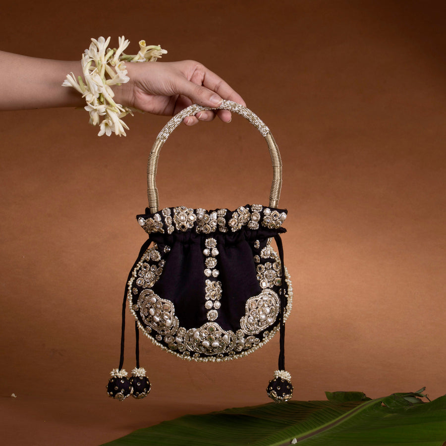 Jadau Potli Bag - Black