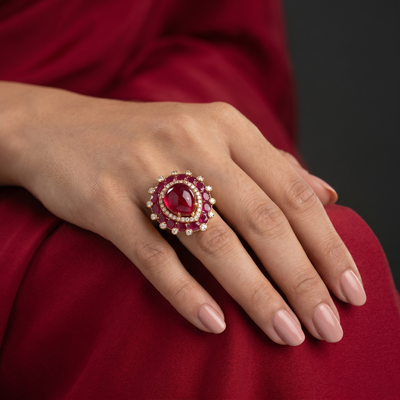 Damini Emerald Studs and Ring Set