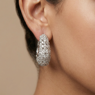 Viraaj radiance hoop earrings with shimmering stone accents