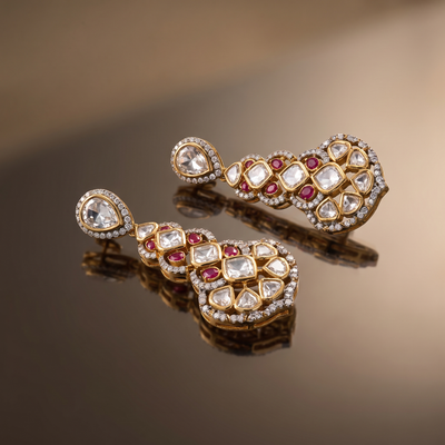 Elakshi Kundan Cascade Earrings