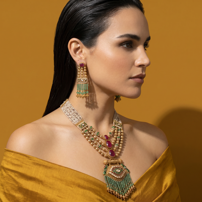 Heritage Ruby Designer Haar Necklace