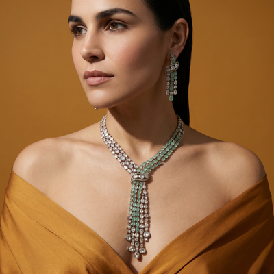 Iyla Mint Cascade Necklace Set
