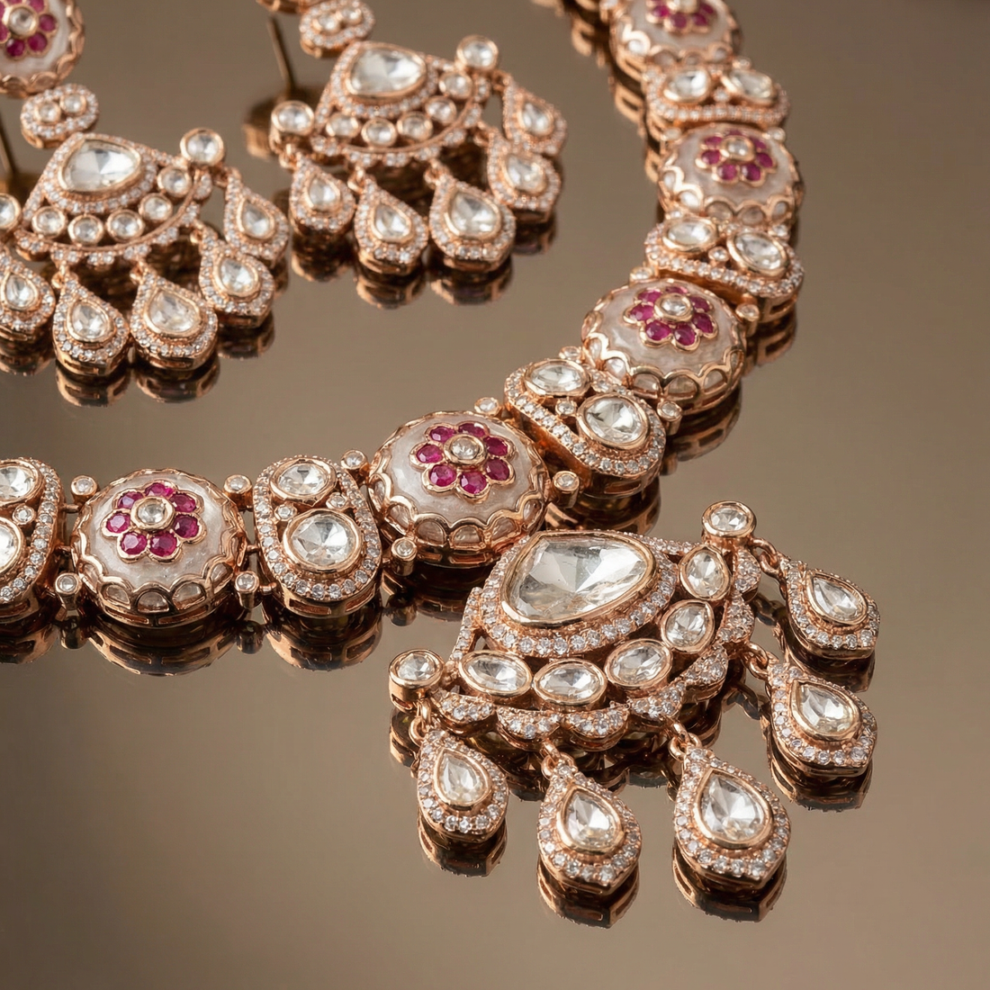 Ruhani Meena Necklace Set – ornate meenakari set by Ozel