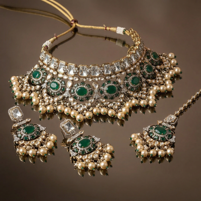 Suhana Polki Bridal Choker Set – uncut diamond bridal set by Ozel