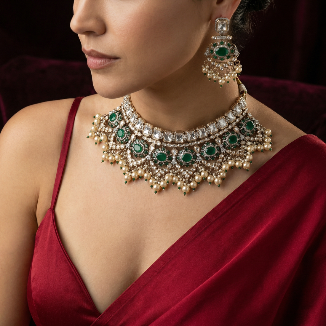 Suhana Polki Bridal Choker Set – statement bridal choker by Ozel