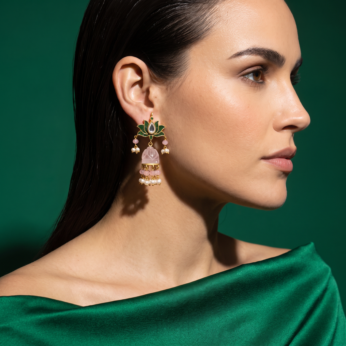 Kumudi Lotus Jhumka Earrings