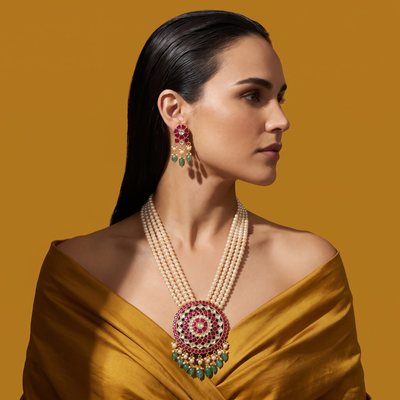 Kumudini Pearl Kundan Necklace Set