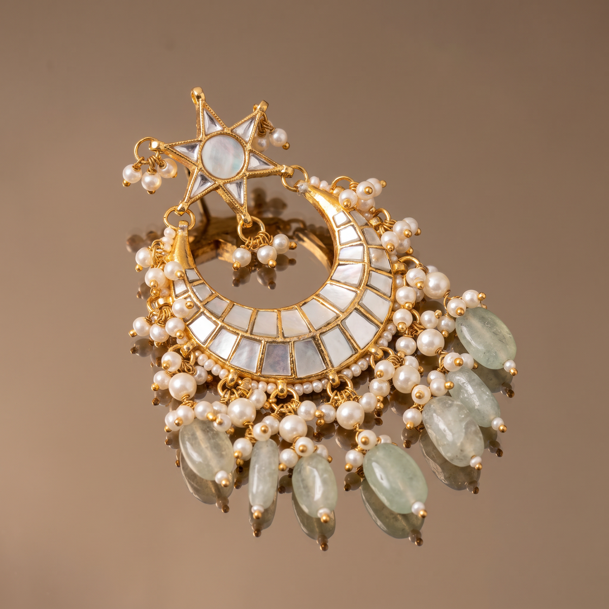 Lavya Mother-of-Pearl Chandbali Earrings
