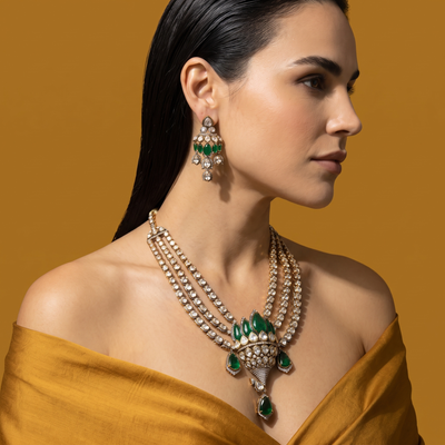 Lotus Polki Necklace Set