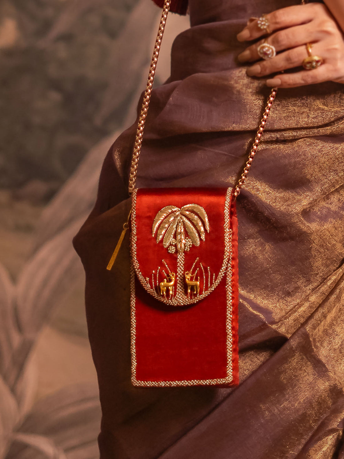 Riva mobile sling bag – handcrafted Indian designer sling by Ozel