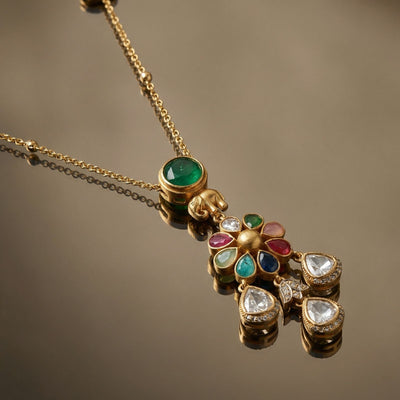 Navrang Elephant Charm Pendant Set