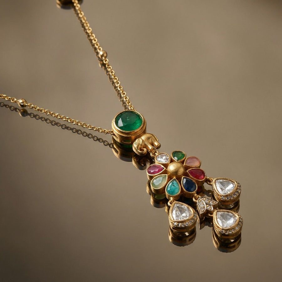 Navrang Elephant Charm Pendant Set