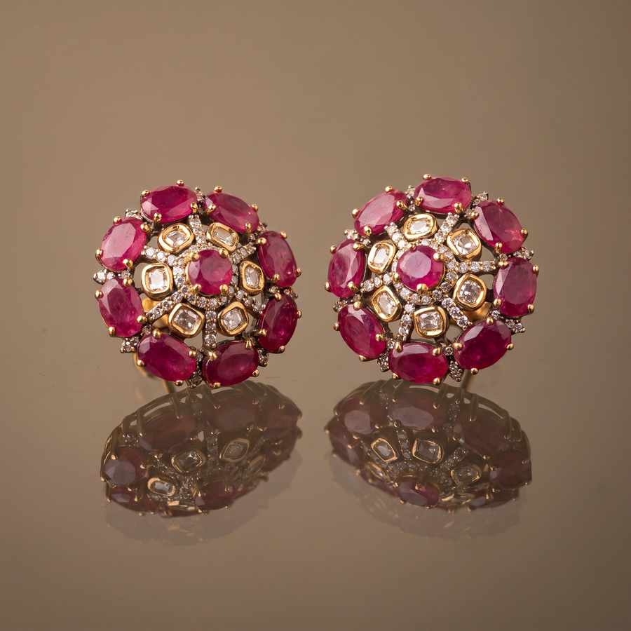Nira Ruby Polki Studs