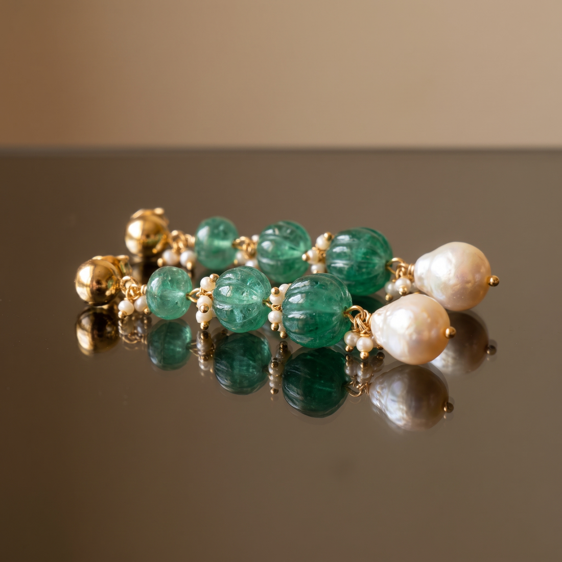 Shimoya Teal Pearl Cascade Earrings