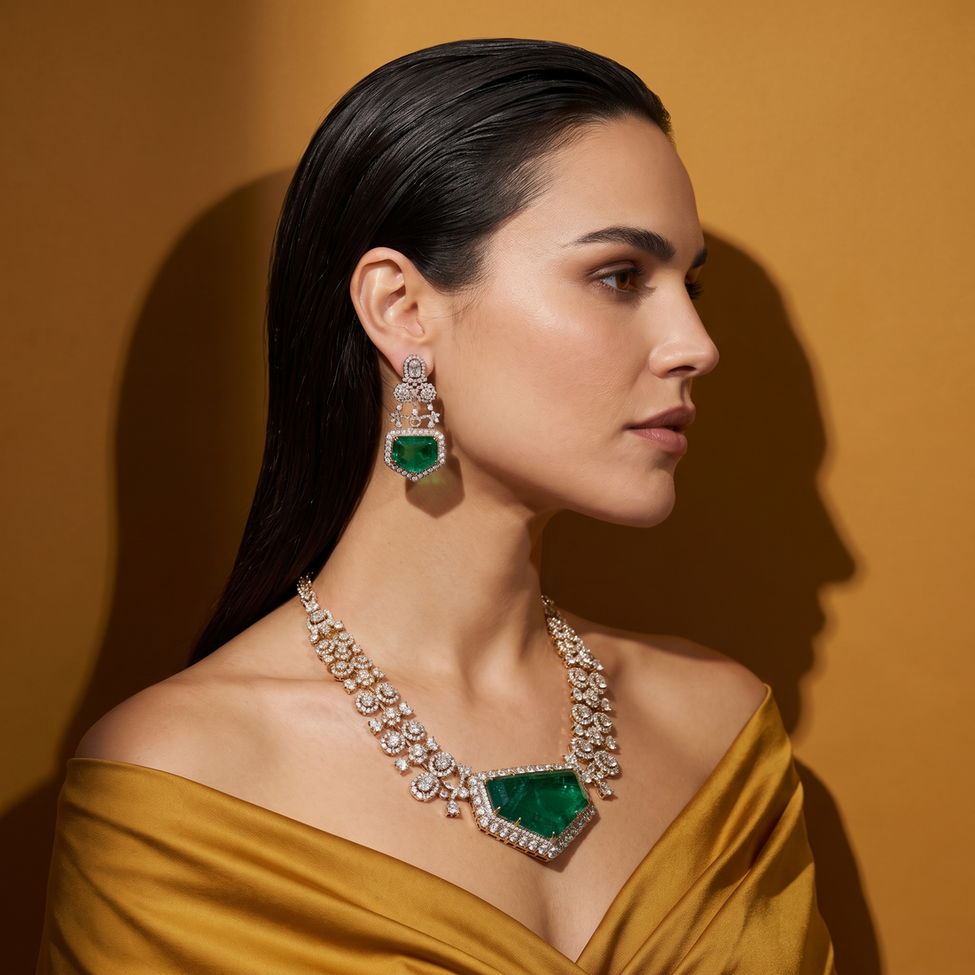 Parveen Emerald Pendant Necklace Set