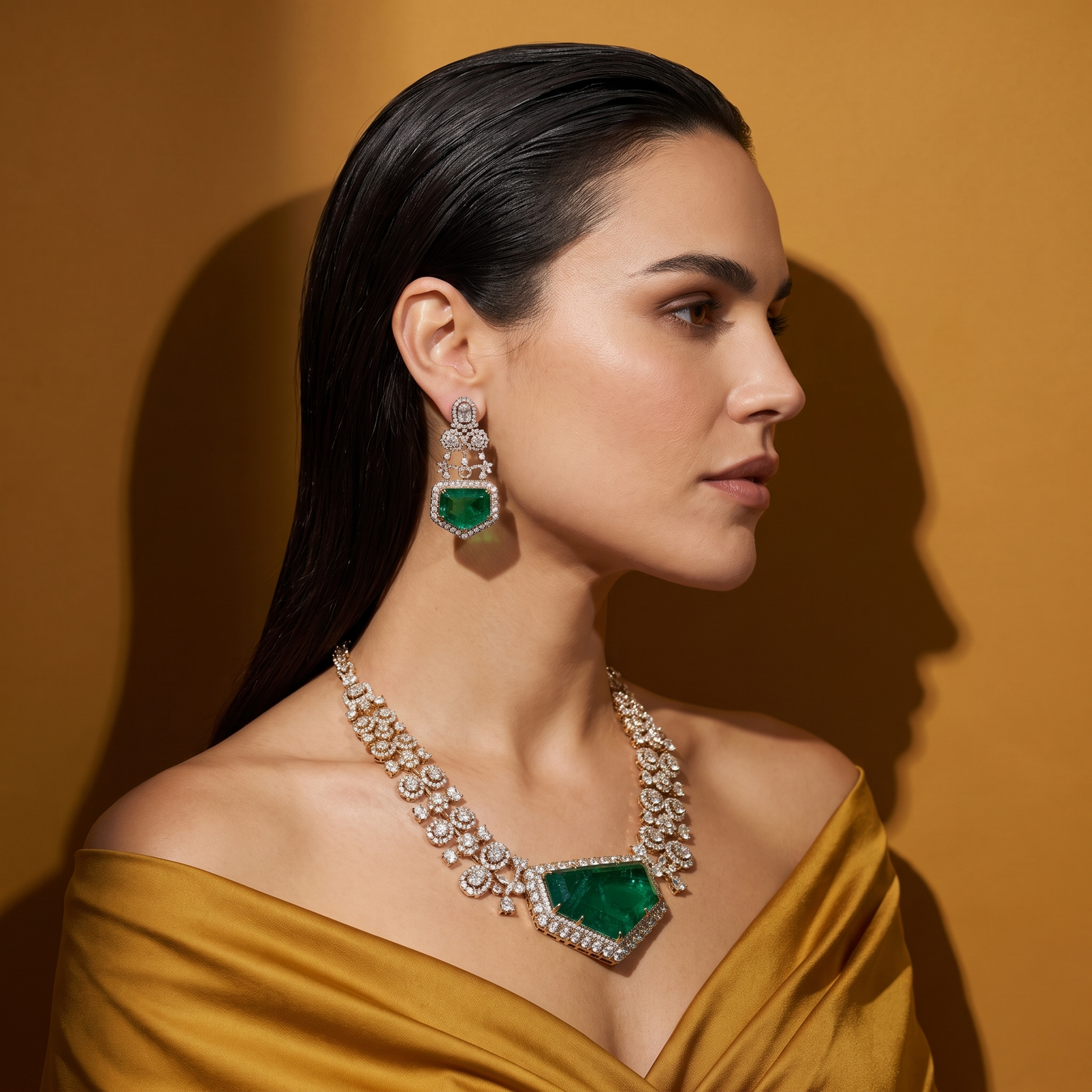 Parveen Emerald Pendant Necklace Set