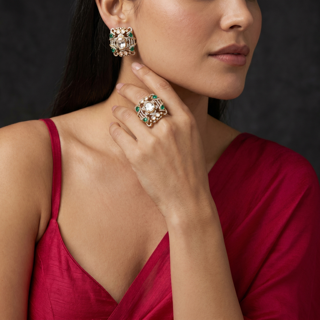 Rajeshwari Earrings and Ring Duo Set