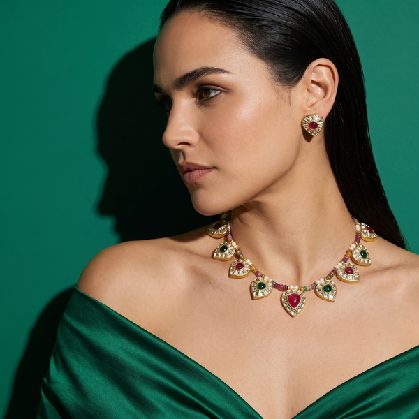 Rishima Kundan Drop Necklace Set