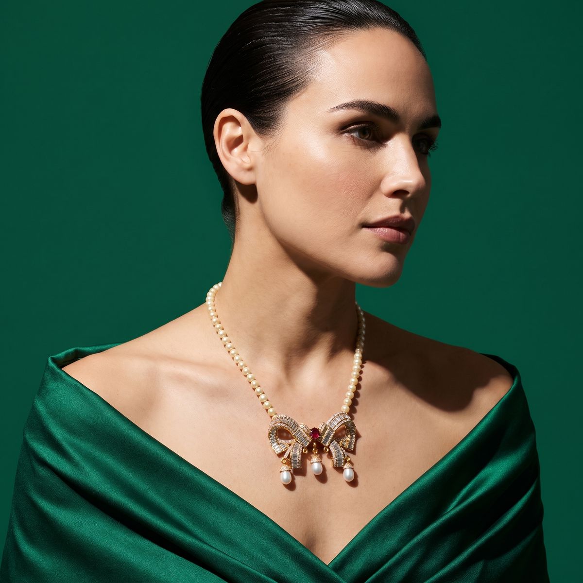 Rivon Pearl Bow Necklace