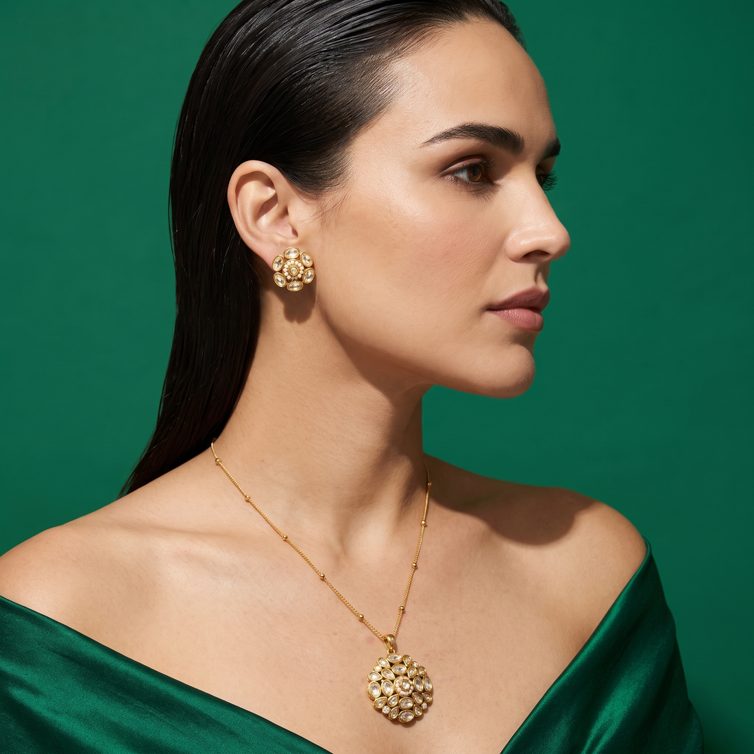 Ruveya Polki Pendant Set